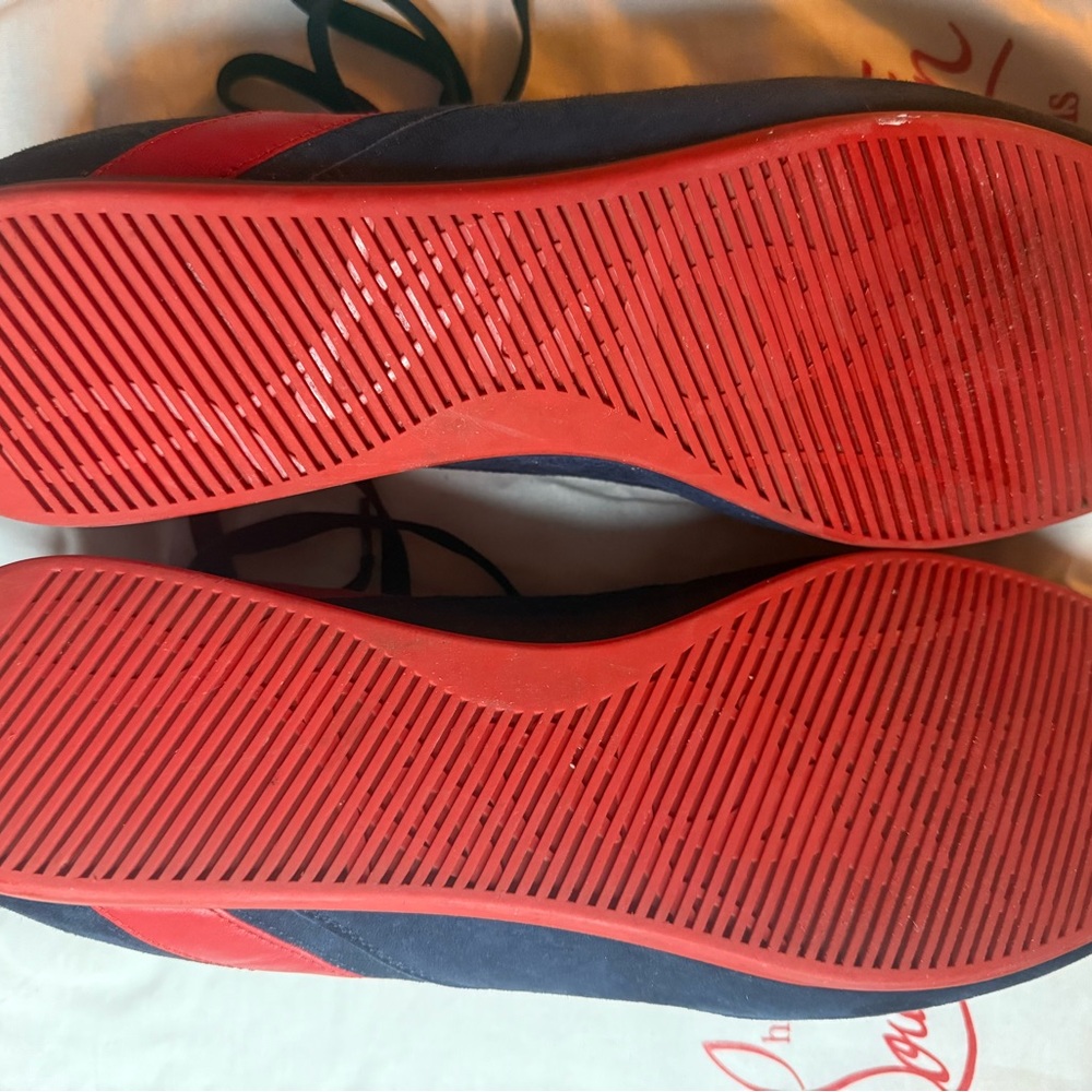 Christian Louboutin Men’s Suede Sneakers – Navy/Red – CL Paris - Picture 6 of 7